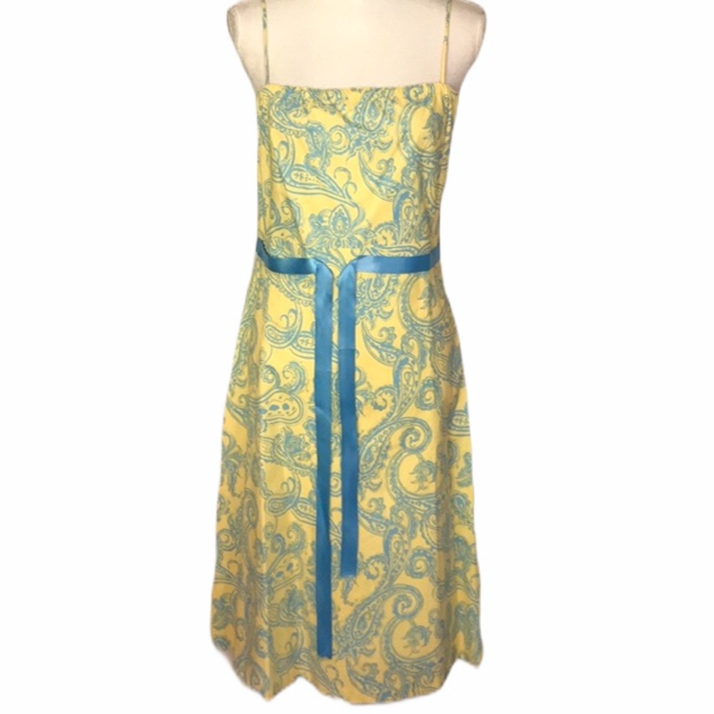 for Joseph yellow midi sundress with blue paisley